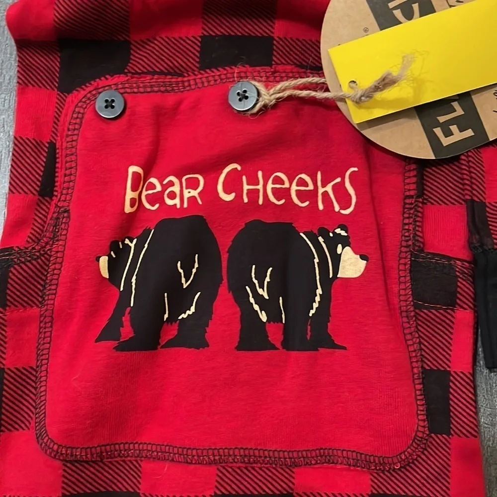 Lazy One 'Bear Cheeks' pajamas red and black plaid NEW